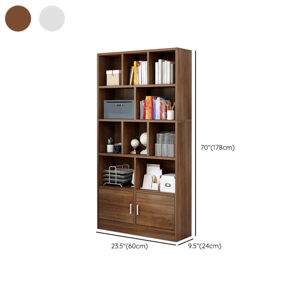 Bibliothèque en bois robuste à 5 niveaux avec armoire pour la maison
