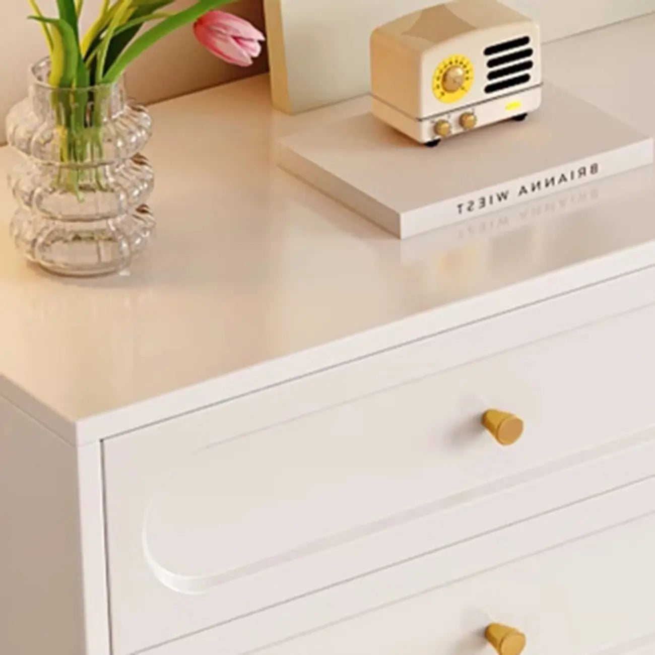 Commode traditionnelle en bois massif à 5 niveaux pour chambre à coucher