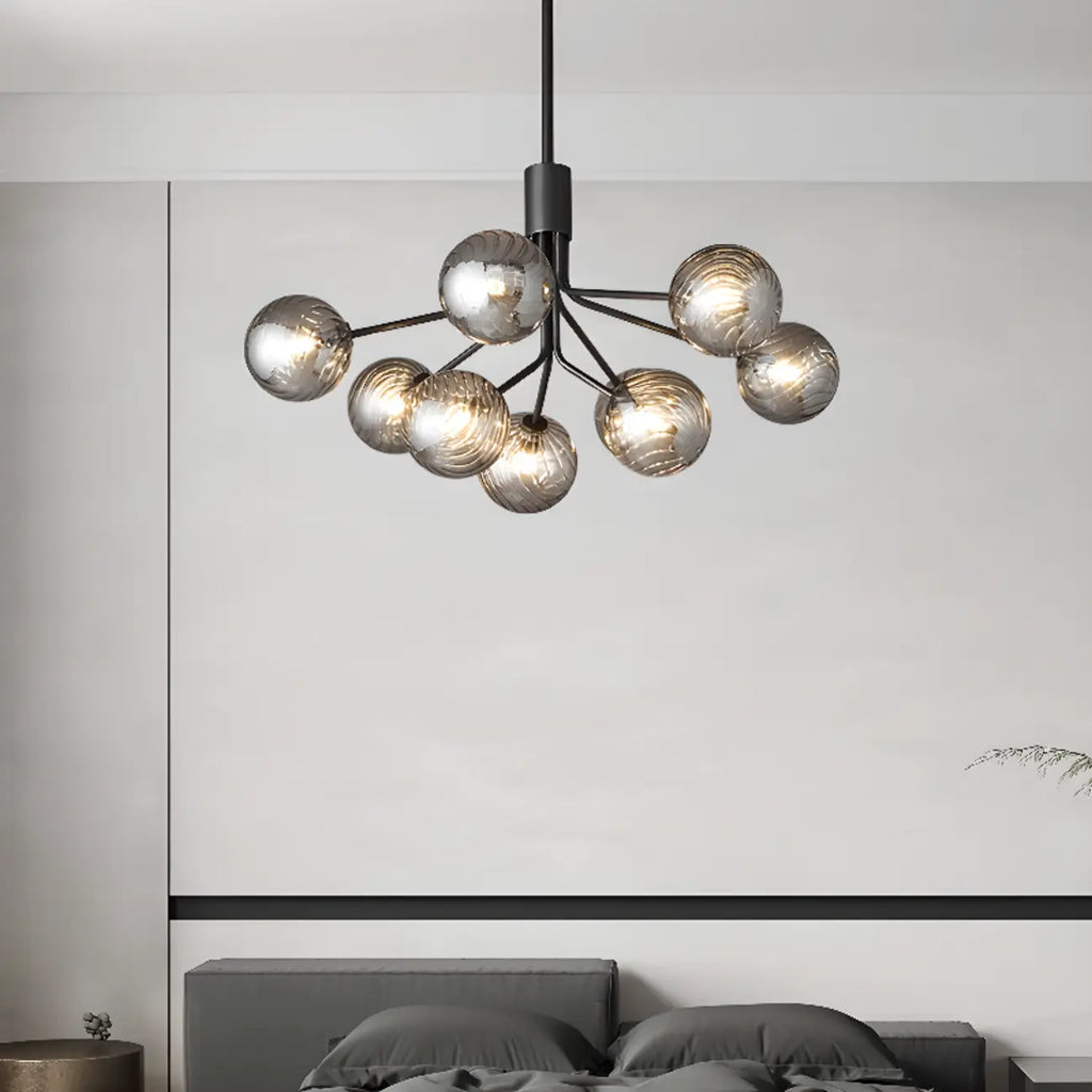 Lampadario moderno a globo a 2 livelli con lunghezza regolabile