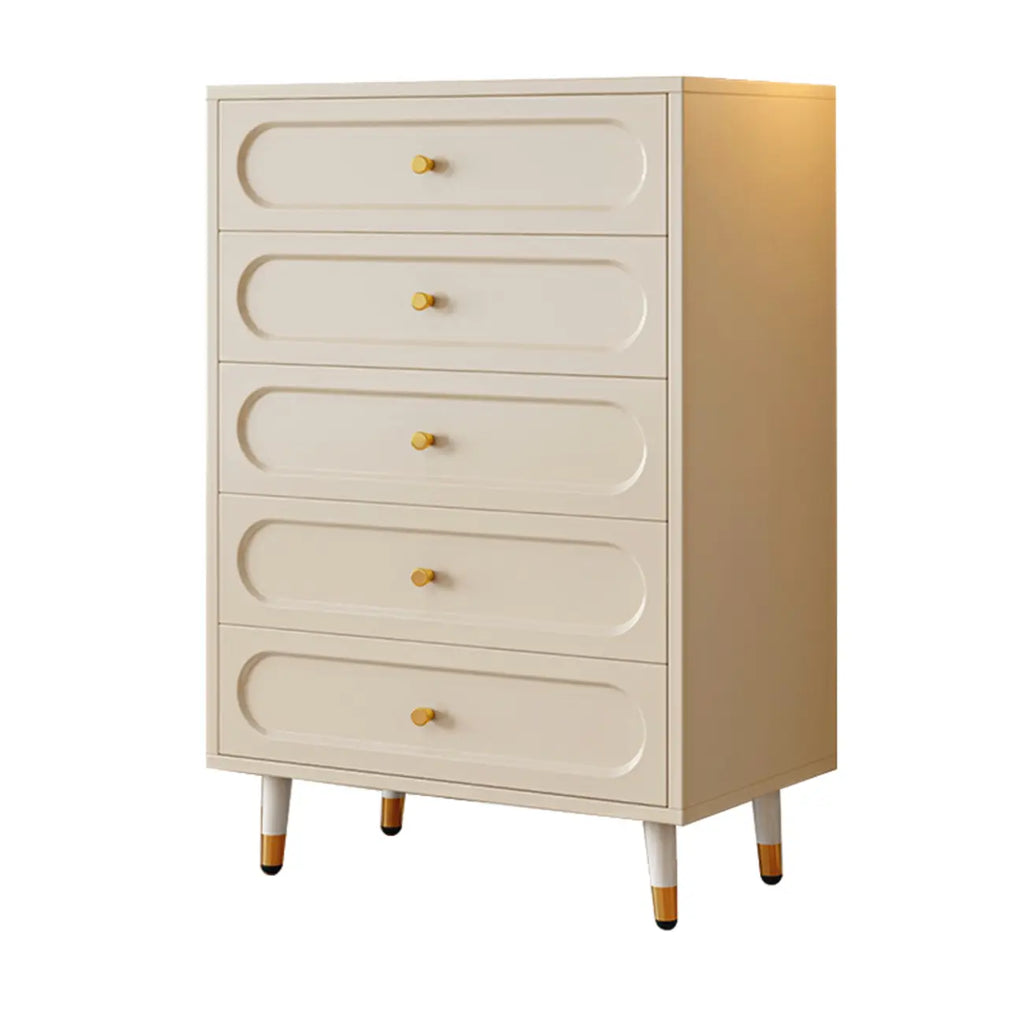 Commode traditionnelle en bois massif à 5 niveaux pour chambre à coucher