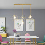 Plafoniera/Lampadario da Isola Industriale Geometria Metallica Oro a 3 Luci