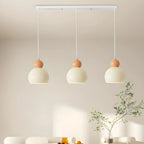Suspension moderne à 3 lumières en verre blanc perlé