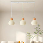 Suspension moderne à 3 lumières en verre blanc perlé