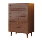 Commode traditionnelle en bois massif à 5 niveaux pour chambre à coucher