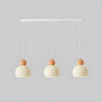 Suspension moderne à 3 lumières en verre blanc perlé