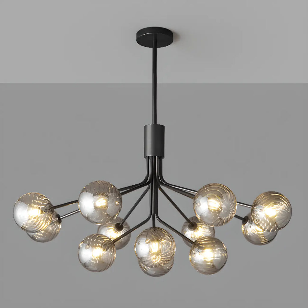 Lampadario moderno a globo a 2 livelli con lunghezza regolabile