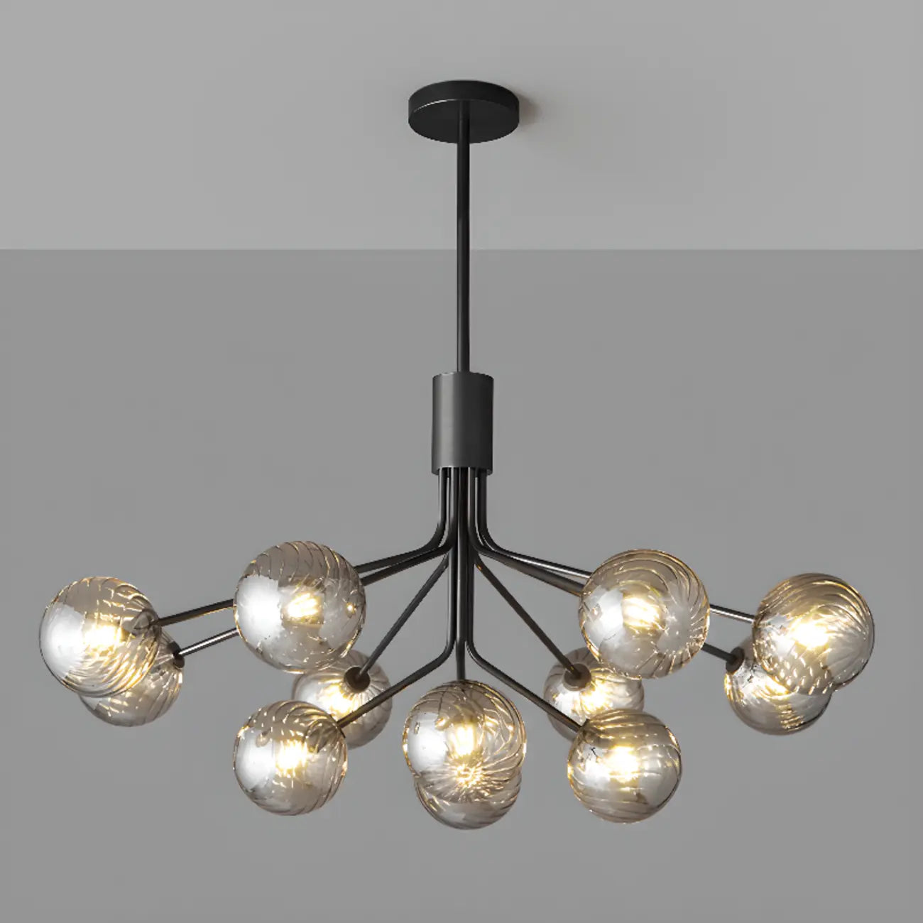 Lampadario moderno a globo a 2 livelli con lunghezza regolabile
