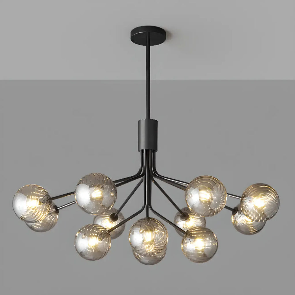Lampadario moderno a globo a 2 livelli con lunghezza regolabile