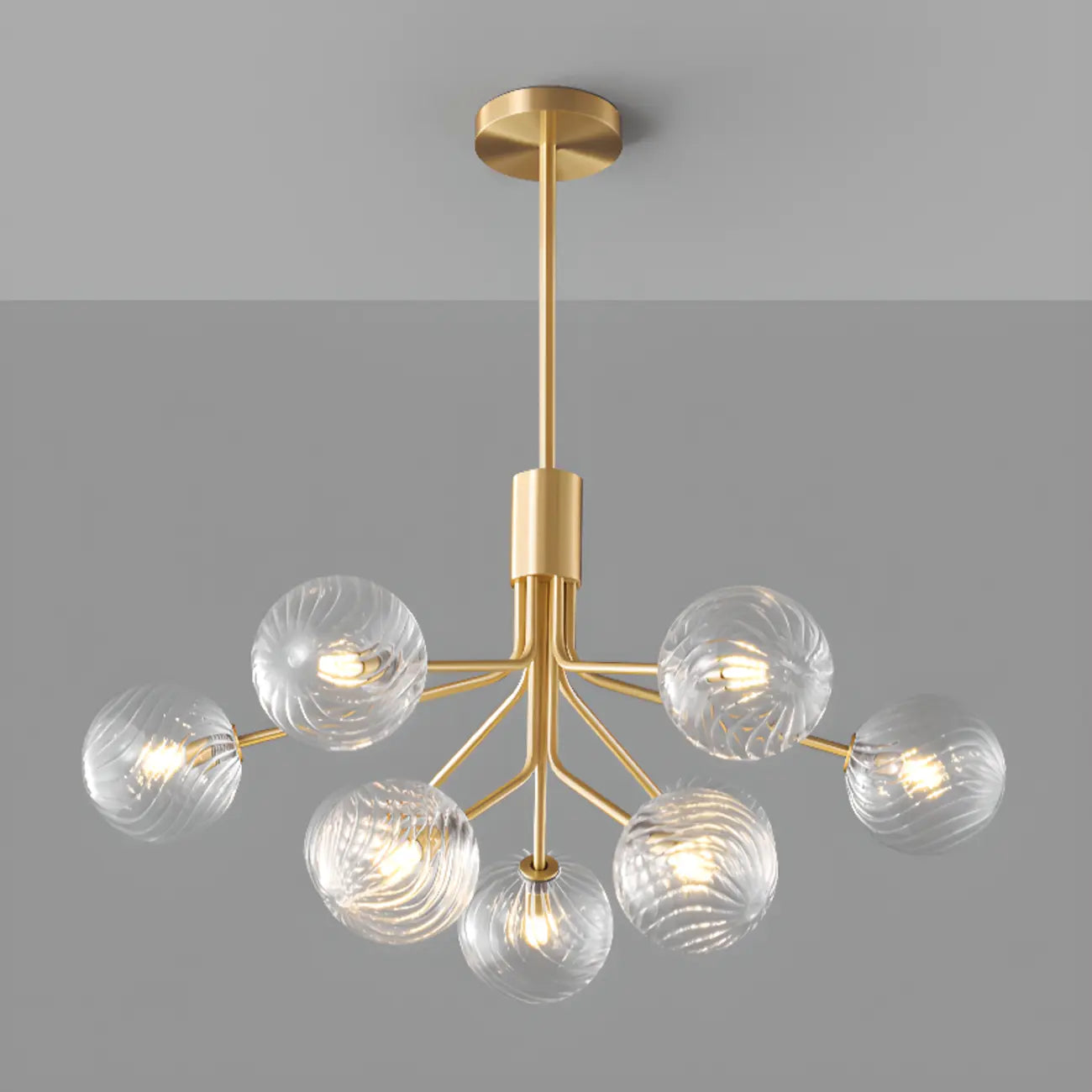 Lampadario moderno a globo a 2 livelli con lunghezza regolabile