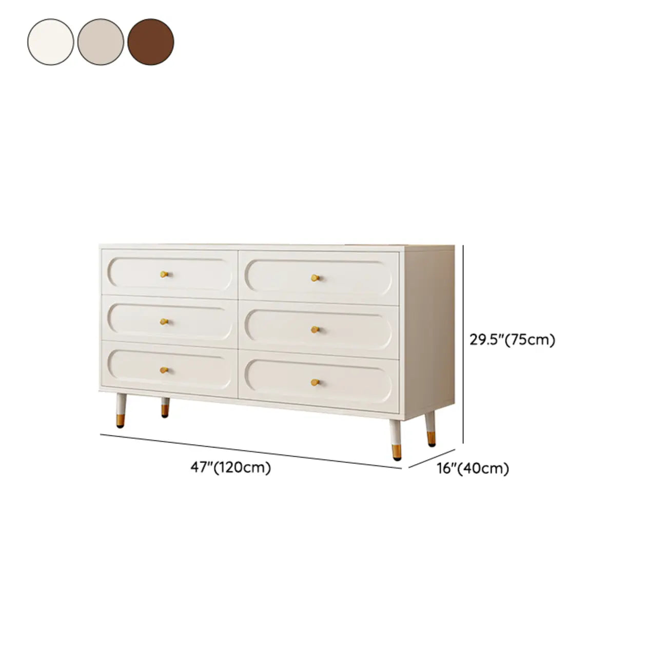 Commode traditionnelle en bois massif à 5 niveaux pour chambre à coucher