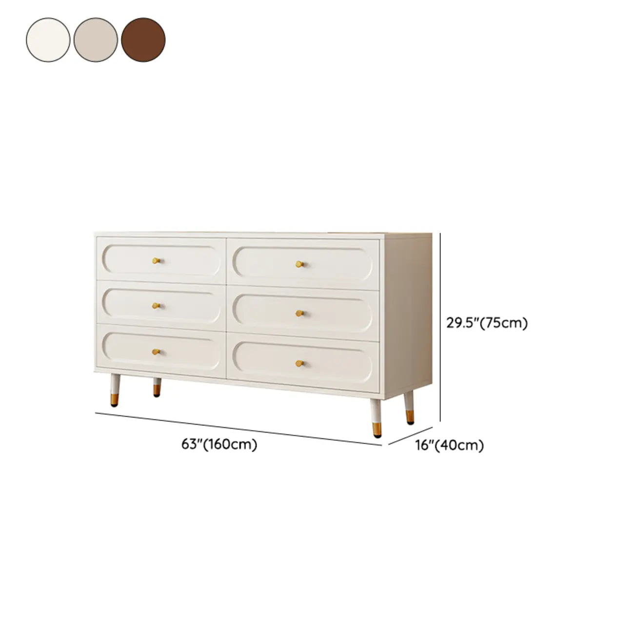 Commode traditionnelle en bois massif à 5 niveaux pour chambre à coucher