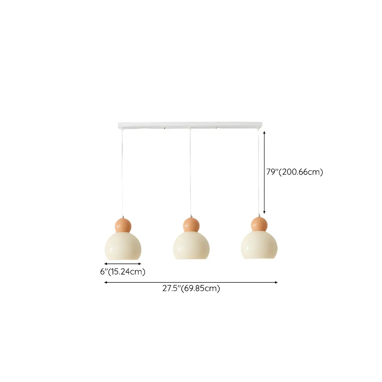 Suspension moderne à 3 lumières en verre blanc perlé