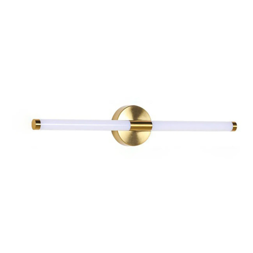 Applique murale minimaliste à intensité variable en tube doré pour salle de bain