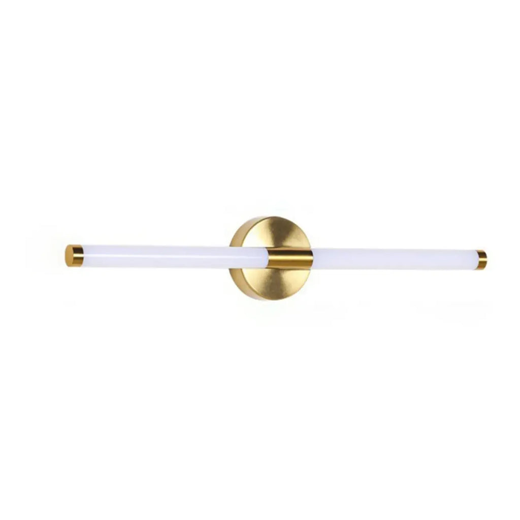 Applique murale minimaliste à intensité variable en tube doré pour salle de bain