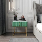 Table de chevet glamour en marbre véritable avec tiroirs et piètement en métal