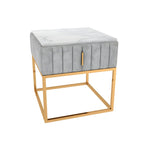 Table de chevet glamour en marbre véritable avec tiroirs et piètement en métal