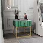 Table de chevet glamour en marbre véritable avec tiroirs et piètement en métal
