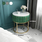Table de chevet glamour en marbre véritable avec tiroirs et piètement en métal