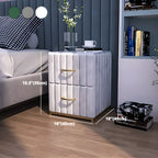 Table de chevet glamour en marbre véritable avec tiroirs et piètement en métal