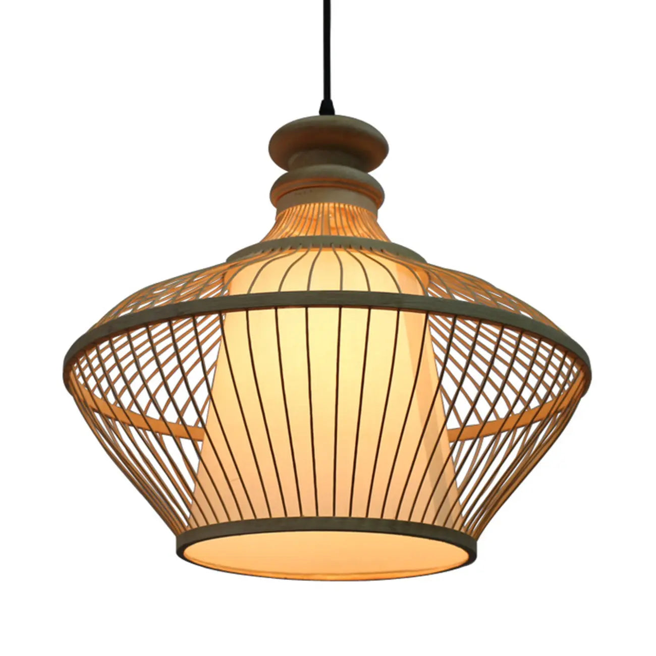 Suspension réglable en rotin et bambou de style oriental