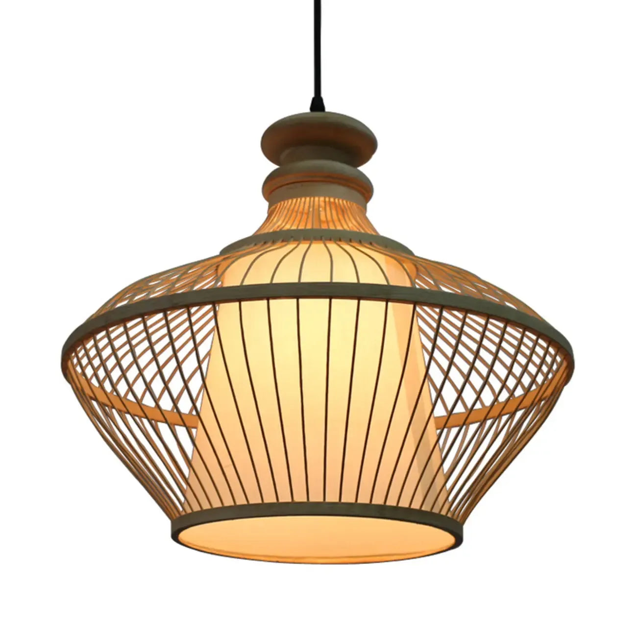 Suspension réglable en rotin et bambou de style oriental