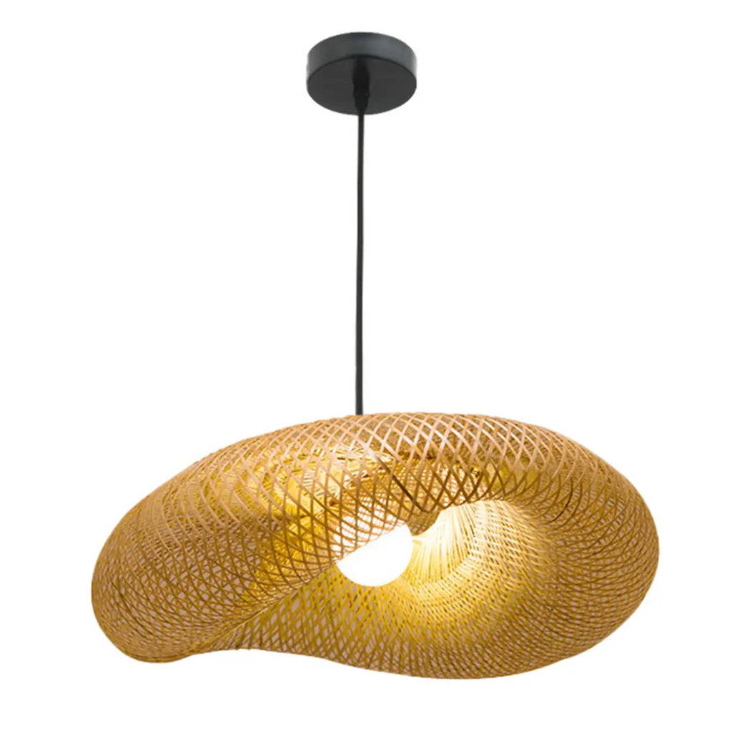 Suspension réglable en rotin et bambou de style oriental