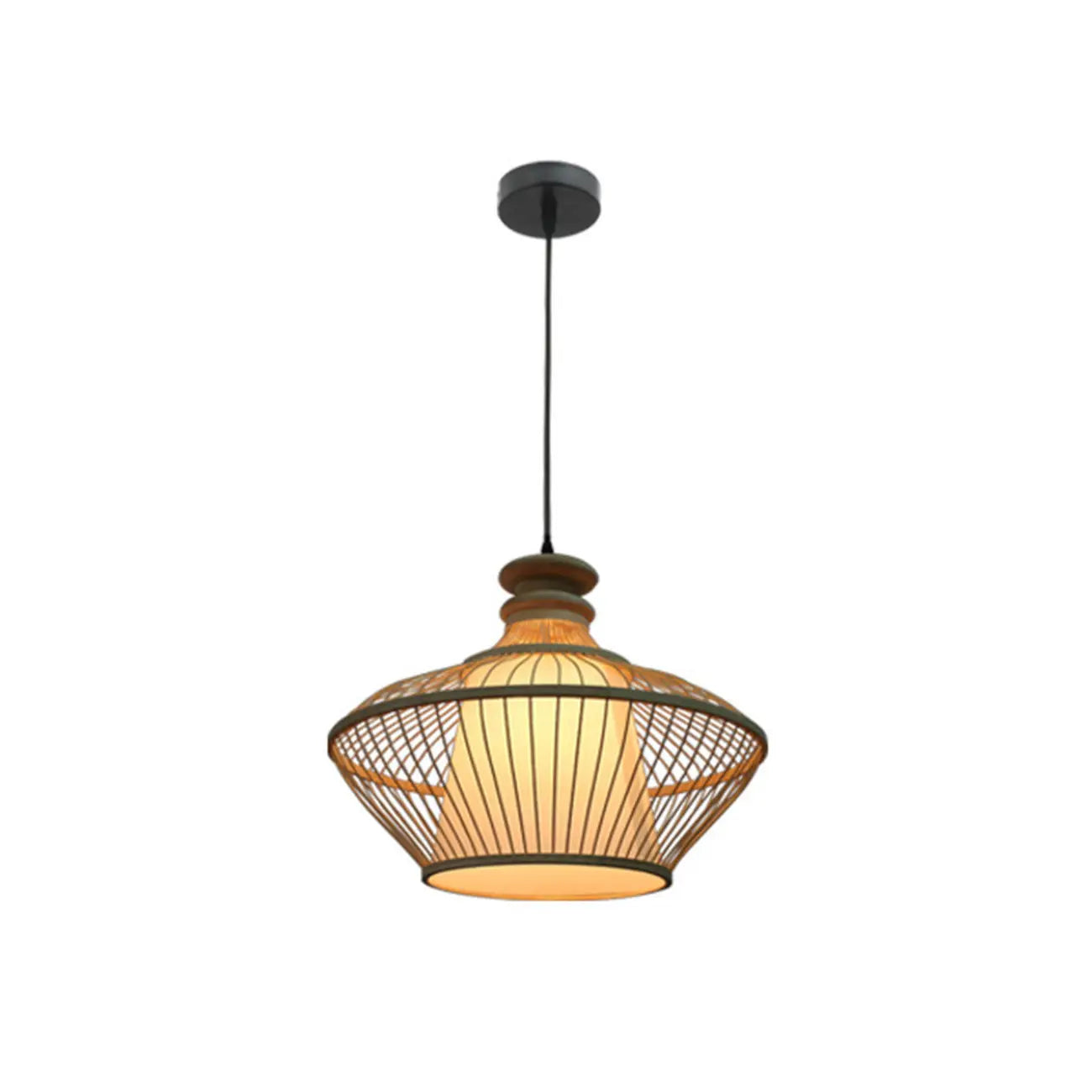Suspension réglable en rotin et bambou de style oriental