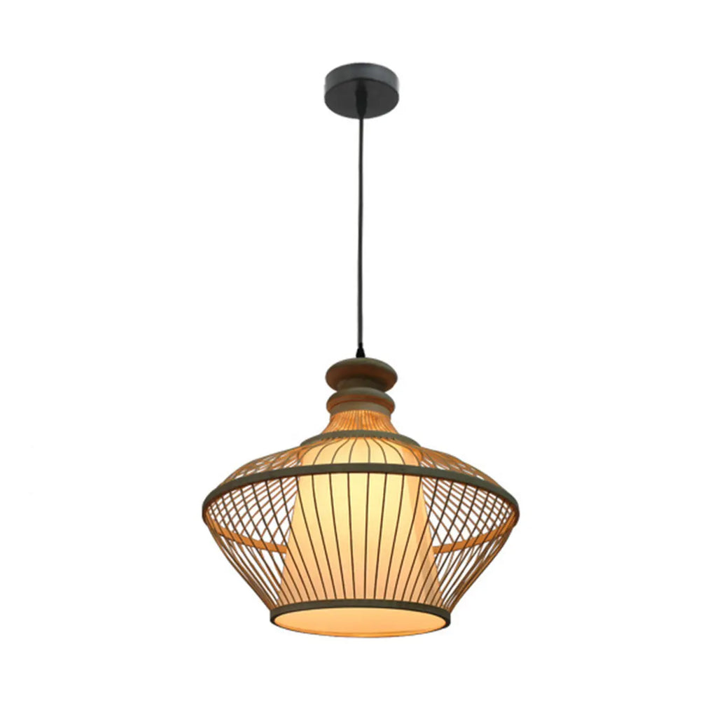 Suspension réglable en rotin et bambou de style oriental