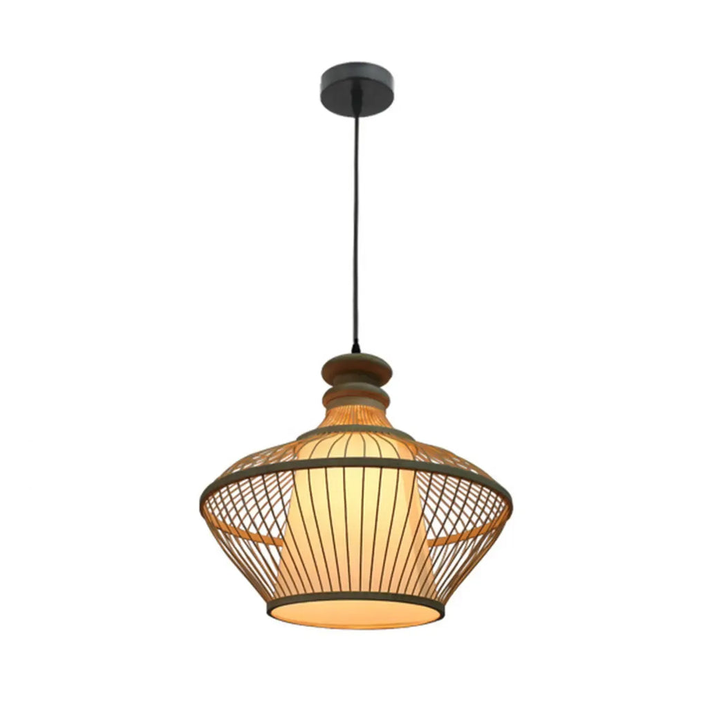 Suspension réglable en rotin et bambou de style oriental