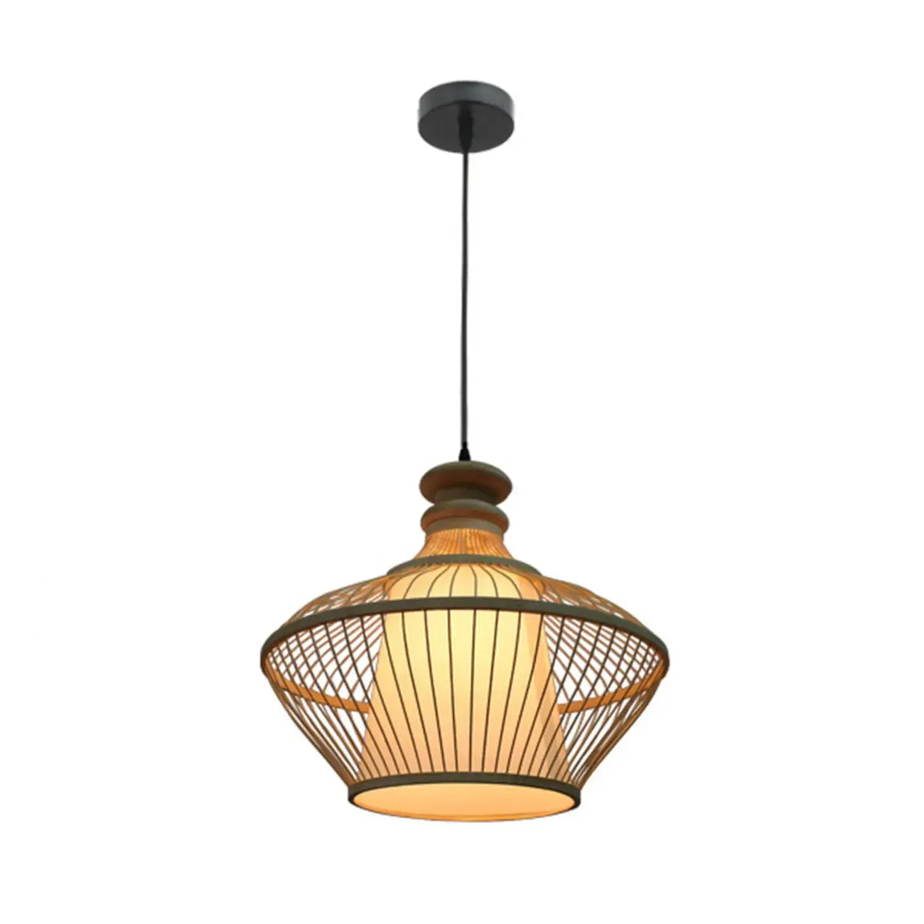 Suspension réglable en rotin et bambou de style oriental