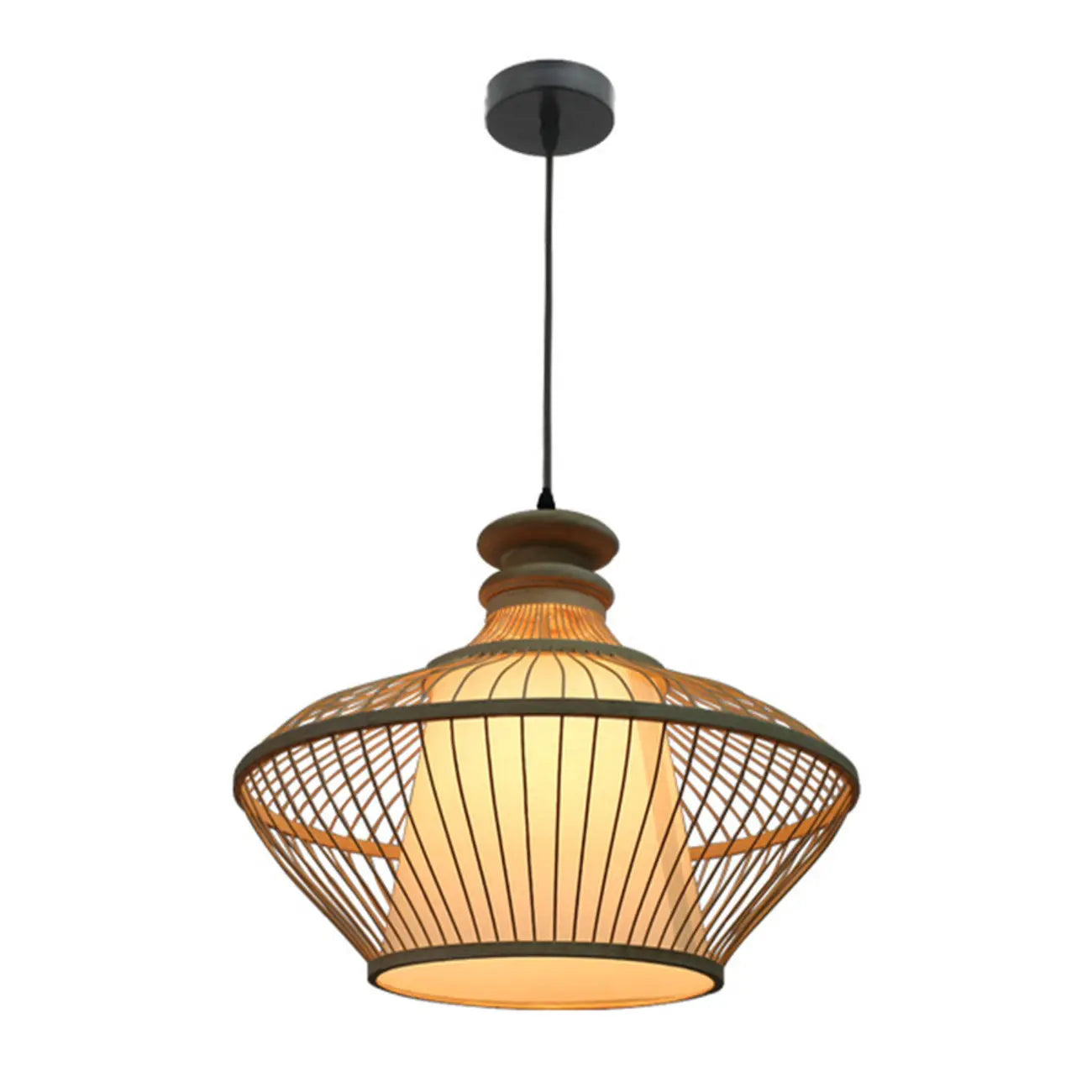 Suspension réglable en rotin et bambou de style oriental