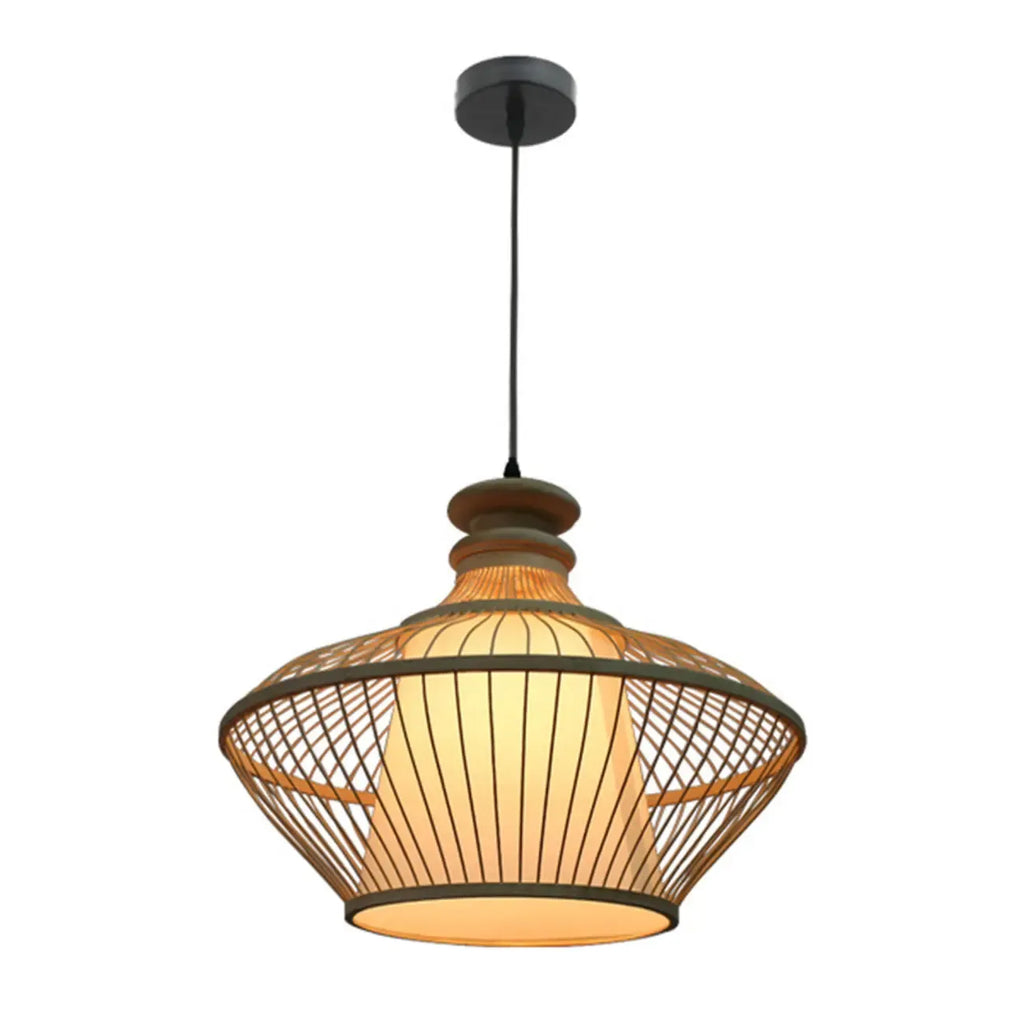 Suspension réglable en rotin et bambou de style oriental