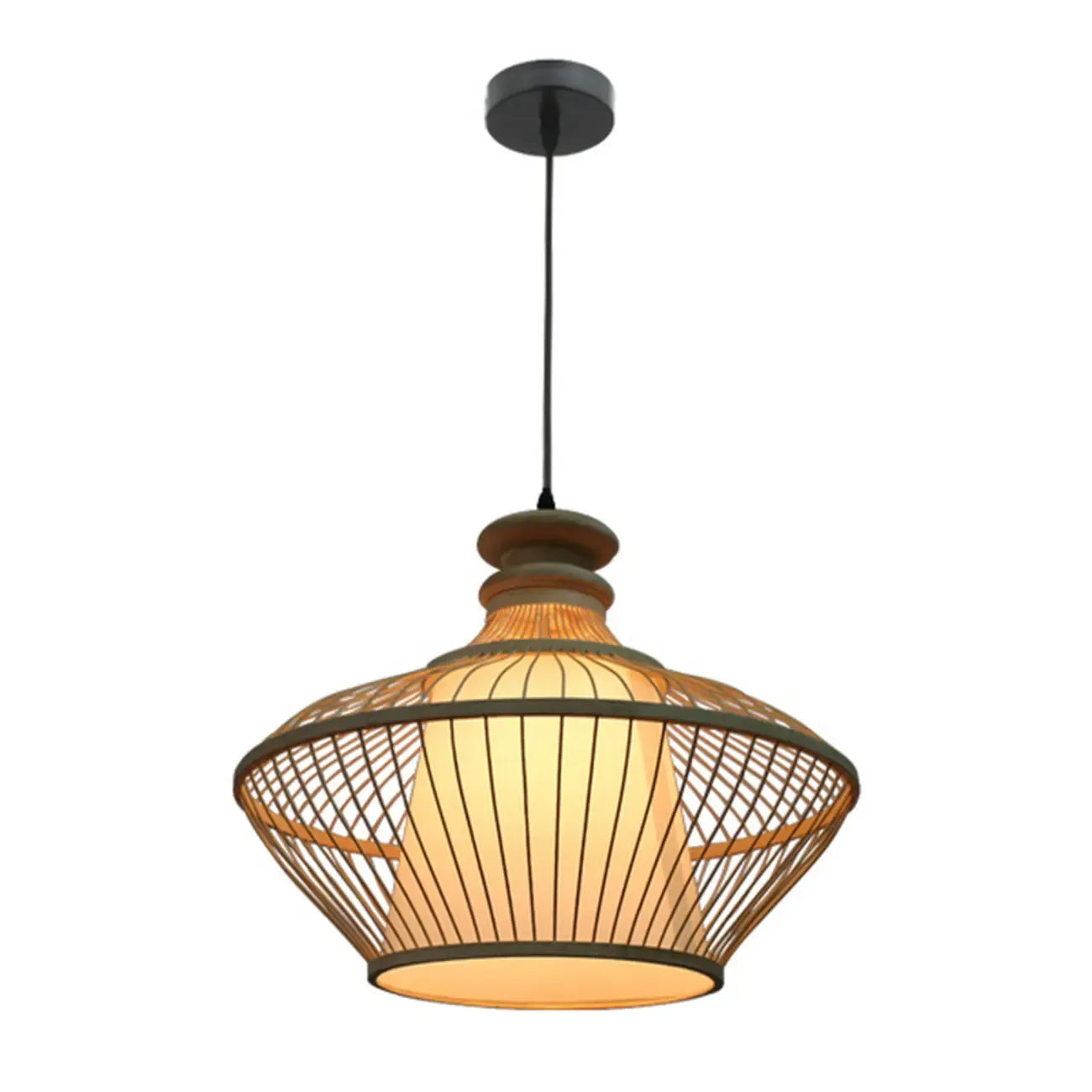 Suspension réglable en rotin et bambou de style oriental