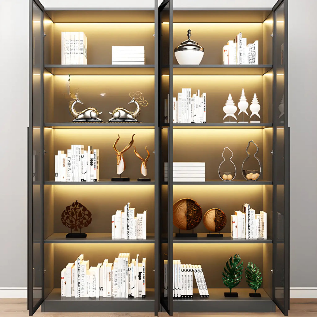 Bibliothèque élégante en verre avec éclairage LED pour bureau