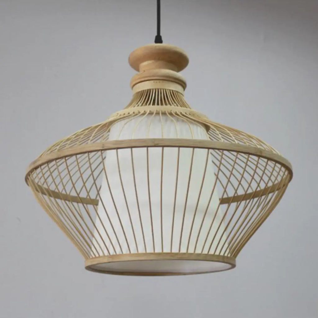 Suspension réglable en rotin et bambou de style oriental