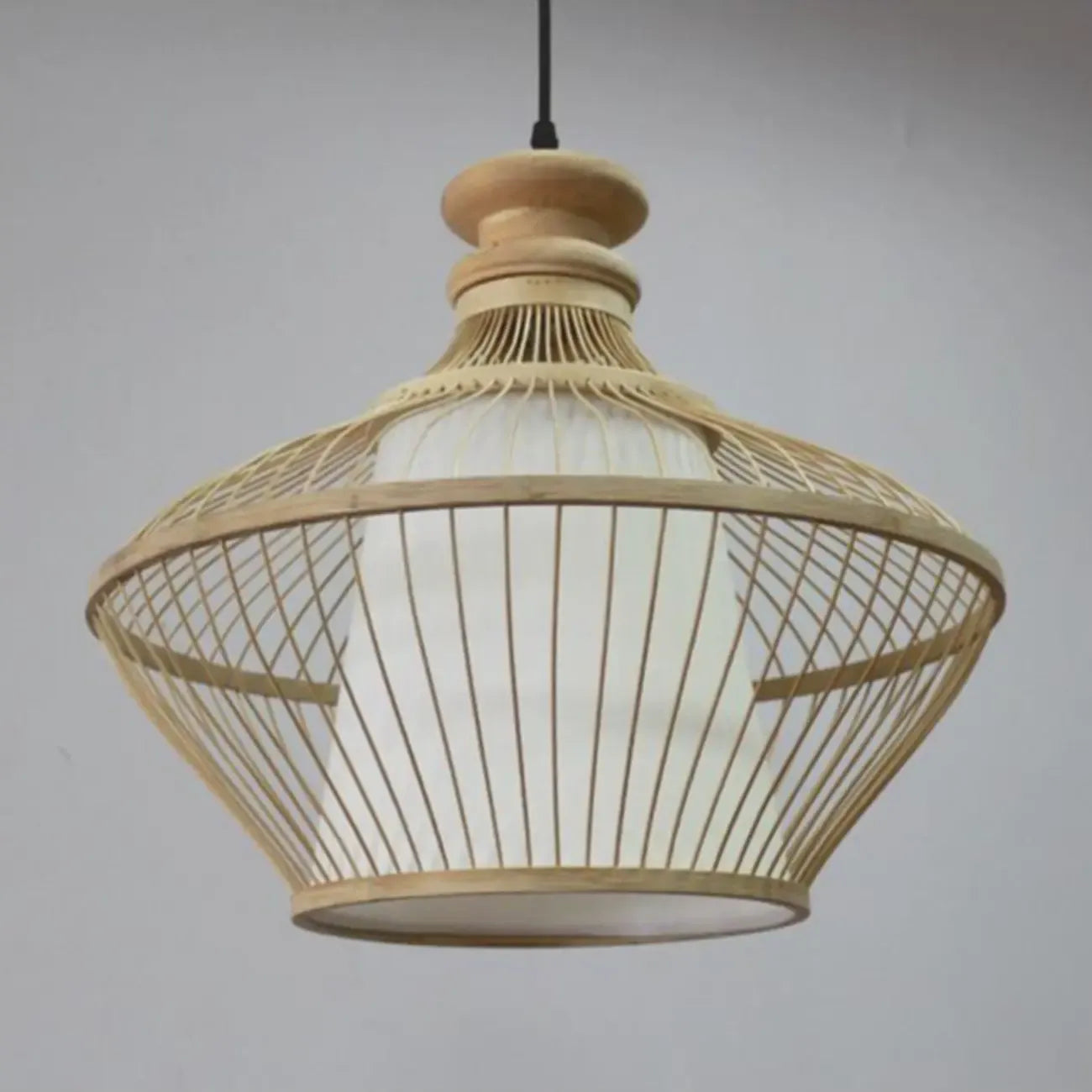 Suspension réglable en rotin et bambou de style oriental
