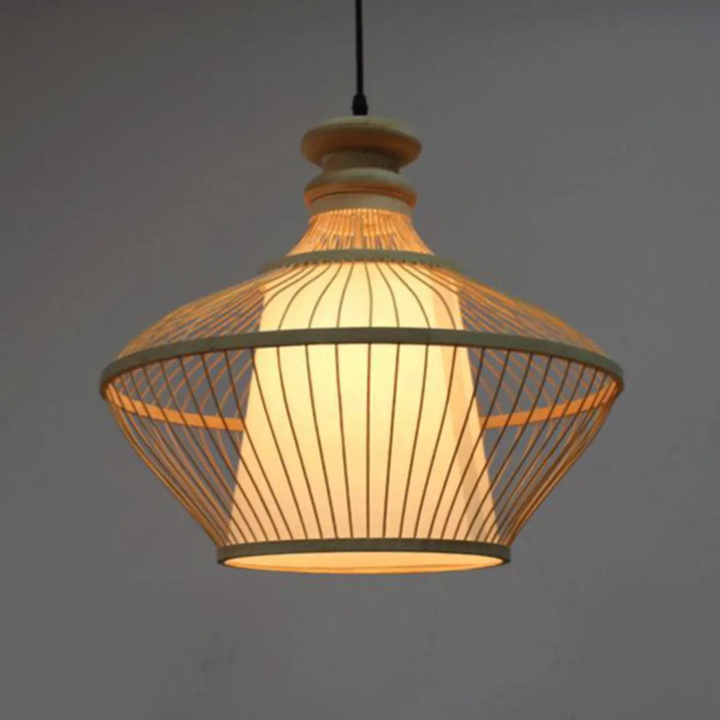 Suspension réglable en rotin et bambou de style oriental