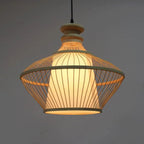 Suspension réglable en rotin et bambou de style oriental
