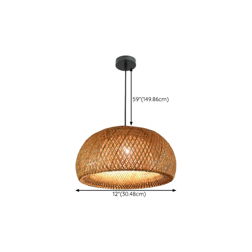 Suspension réglable en rotin et bambou de style oriental