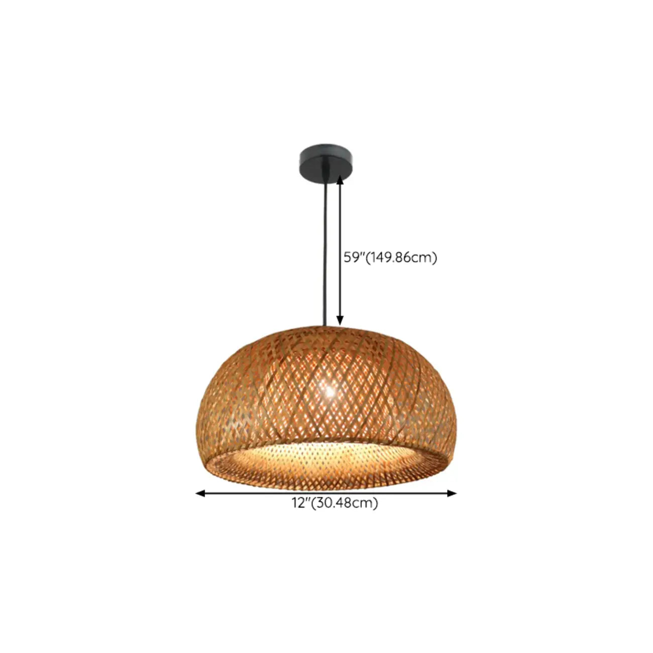 Suspension réglable en rotin et bambou de style oriental