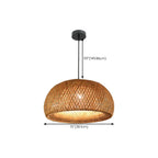 Suspension réglable en rotin et bambou de style oriental