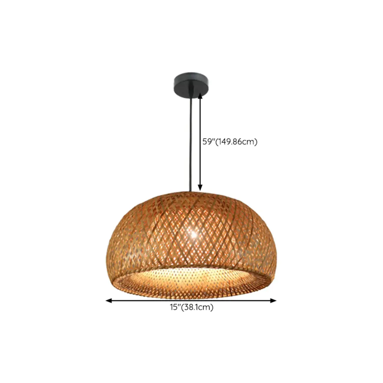 Suspension réglable en rotin et bambou de style oriental