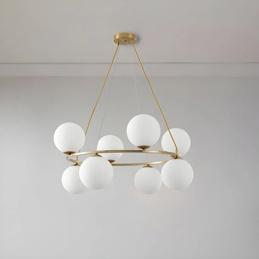 Lampadario a globo in vetro a 2 livelli regolabile per soggiorno