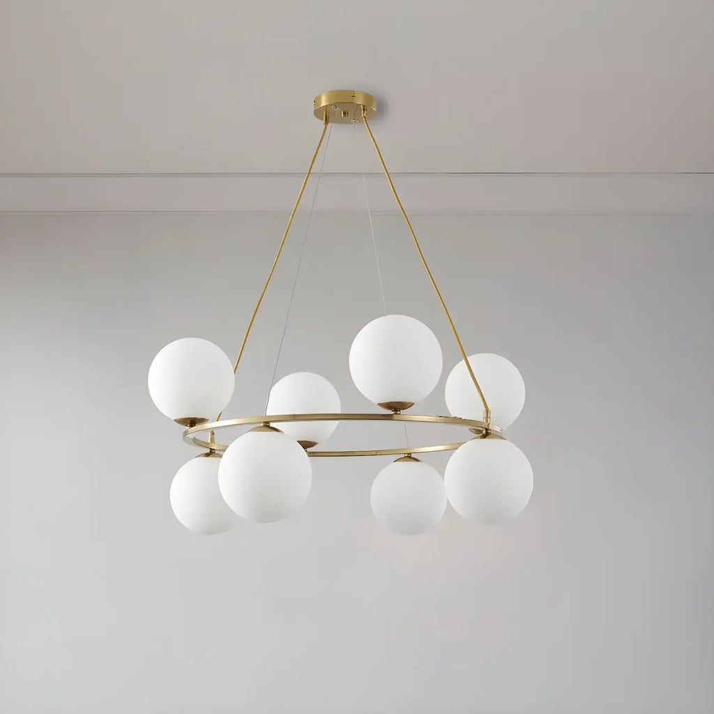 Lampadario a globo in vetro a 2 livelli regolabile per soggiorno