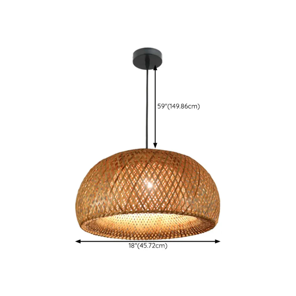 Suspension réglable en rotin et bambou de style oriental