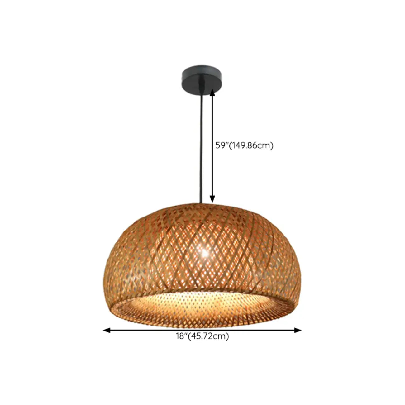 Suspension réglable en rotin et bambou de style oriental