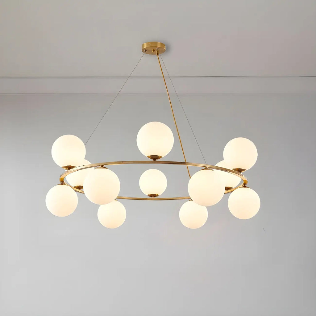 Lampadario a globo in vetro a 2 livelli regolabile per soggiorno