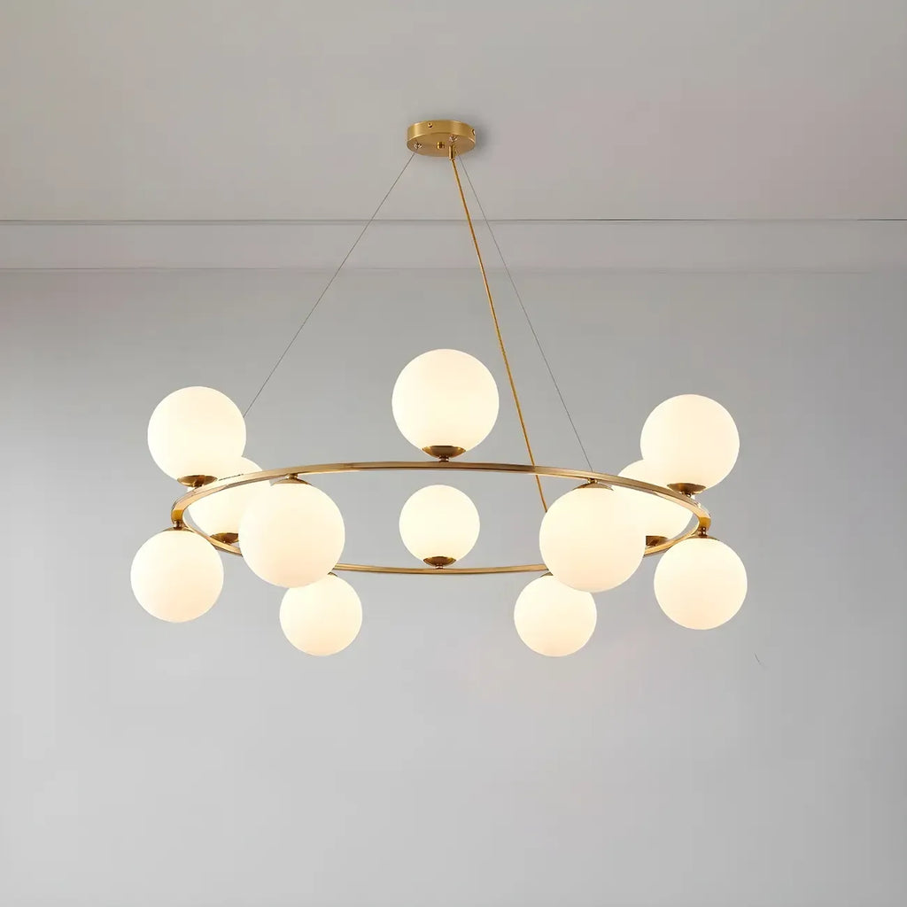 Lampadario a globo in vetro a 2 livelli regolabile per soggiorno