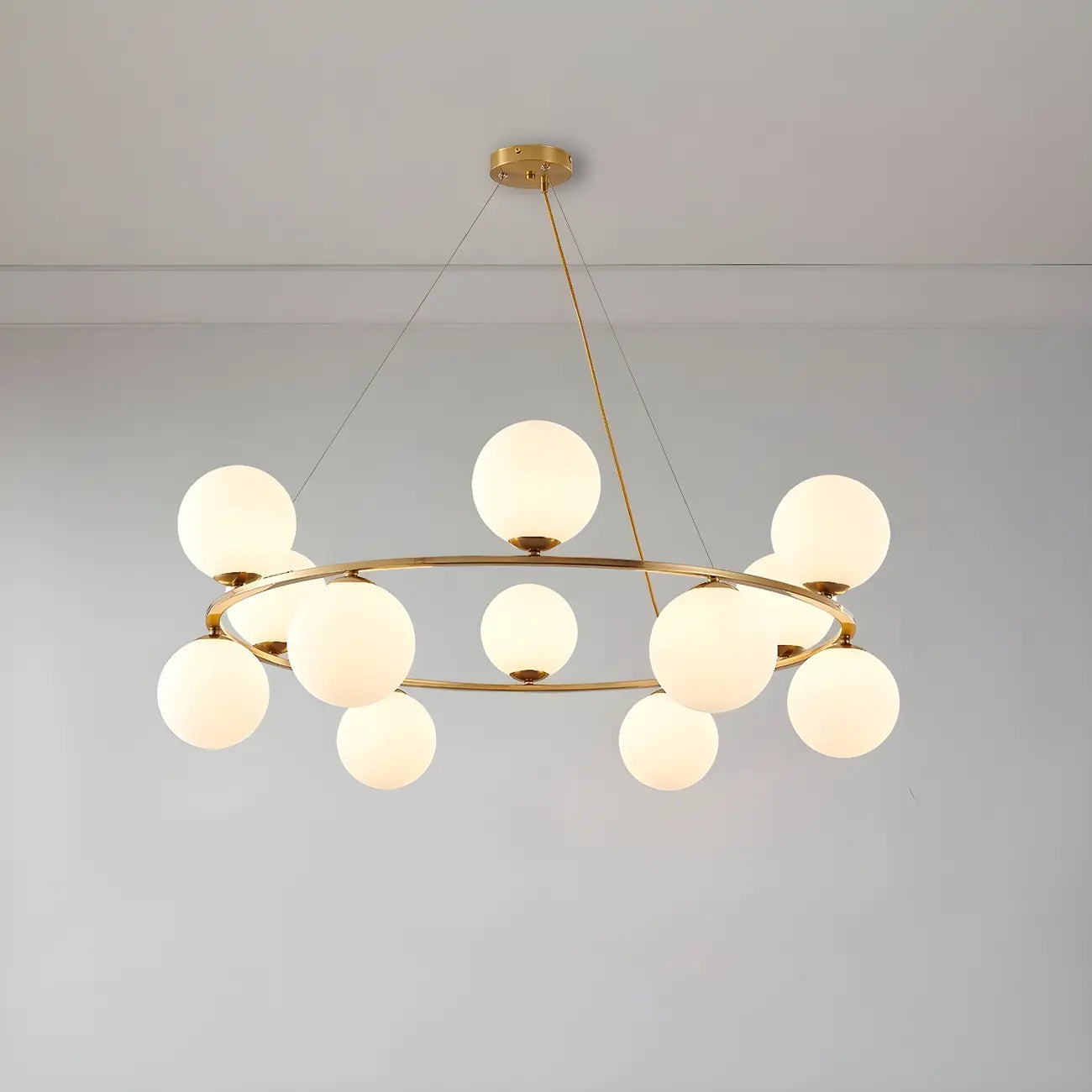 Lampadario a globo in vetro a 2 livelli regolabile per soggiorno