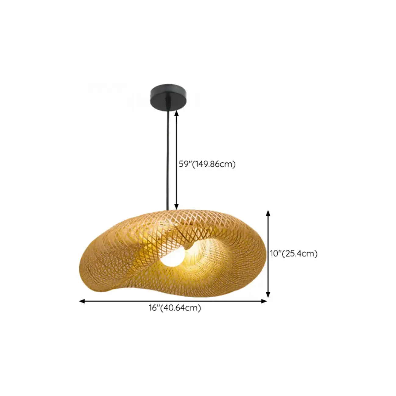 Suspension réglable en rotin et bambou de style oriental